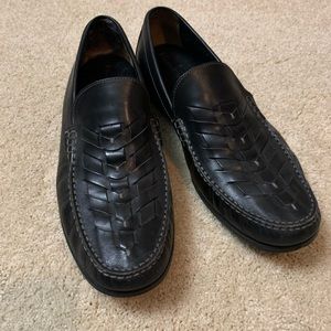 Johnston Murphy Cresswell Woven Venetian Slip On Black Loafers Mens Size 13